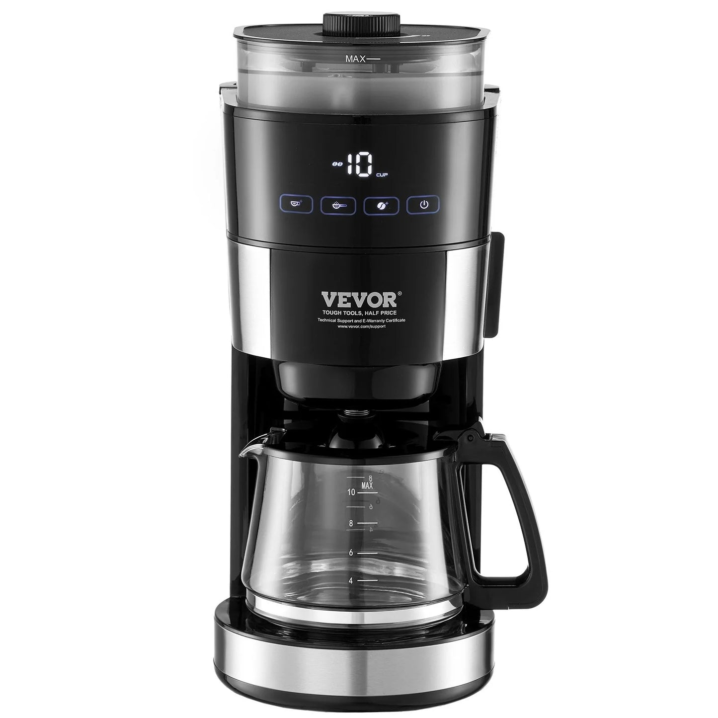 Experience Barista Quality at Home: VEVOR 10-Cup Drip Coffee Maker with Customizable Brew Strength