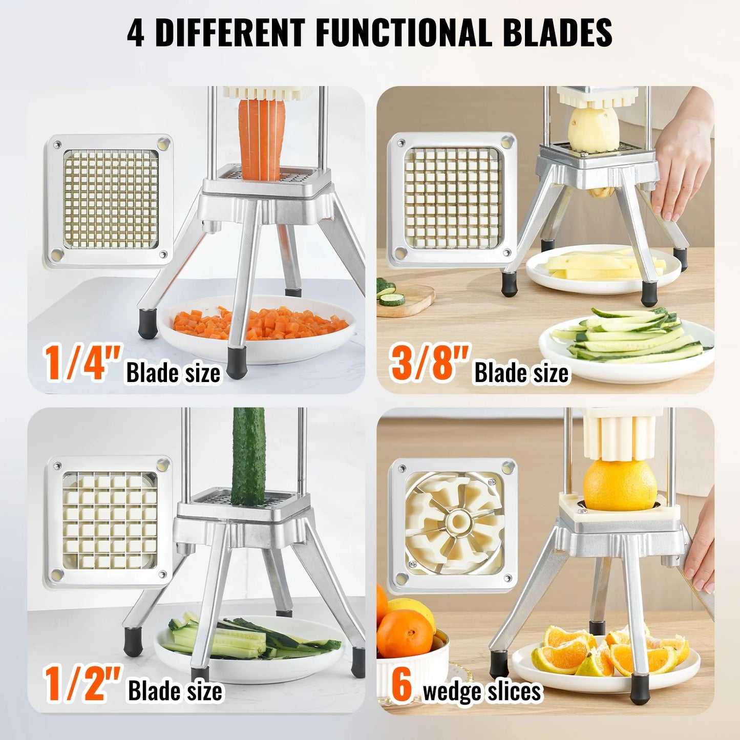 Premium Professional Vegetable and Fruit Chopper with 4 Precision Blades for Effortless Food Preparation