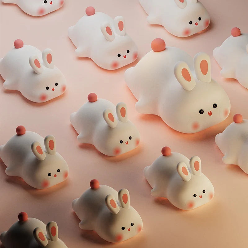 Enchanting LED Touch Sensor Rabbit Night Light - The Perfect Silicone Bedside Lamp for Kids, Holiday Gifting, and Cozy Home Decor