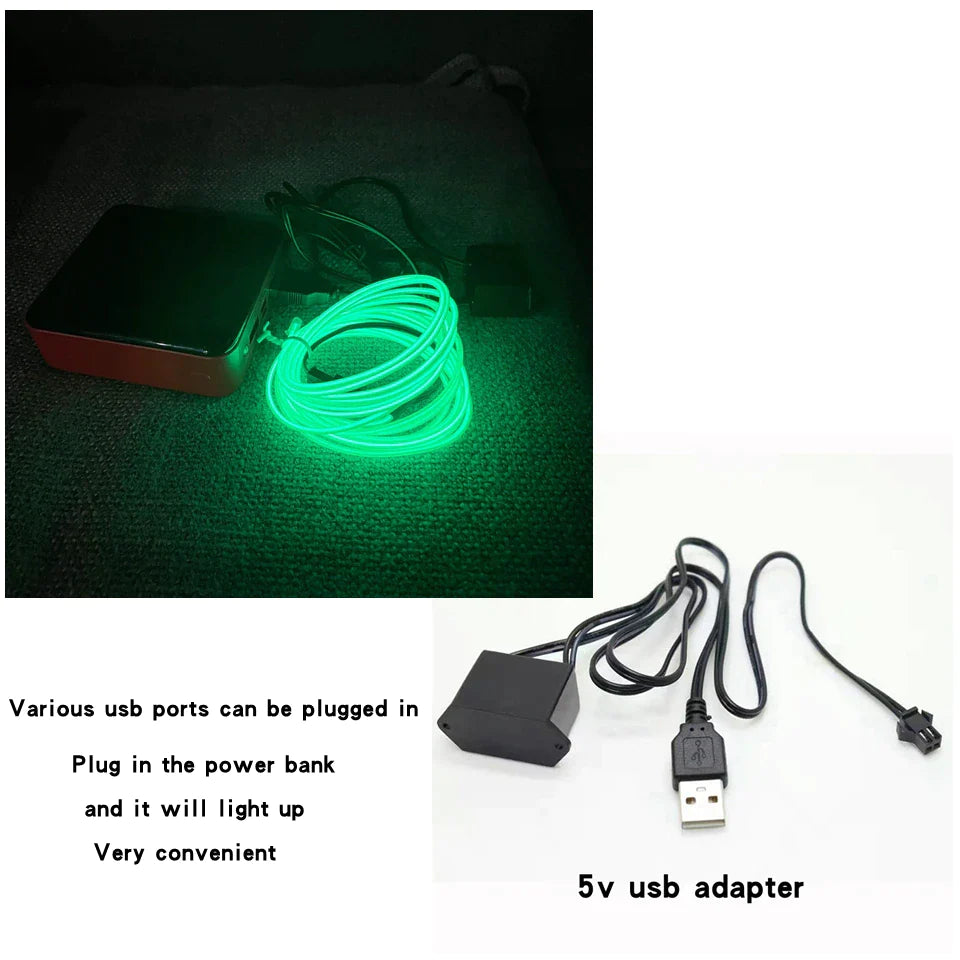 Neon LED EL Wire String Lights with Controller for Car and Party Decoration