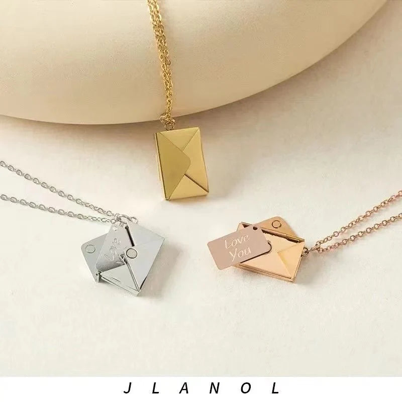 Capture Her Heart with the Elegant Envelope Necklace - Perfect Mother's Day Gift 2024!