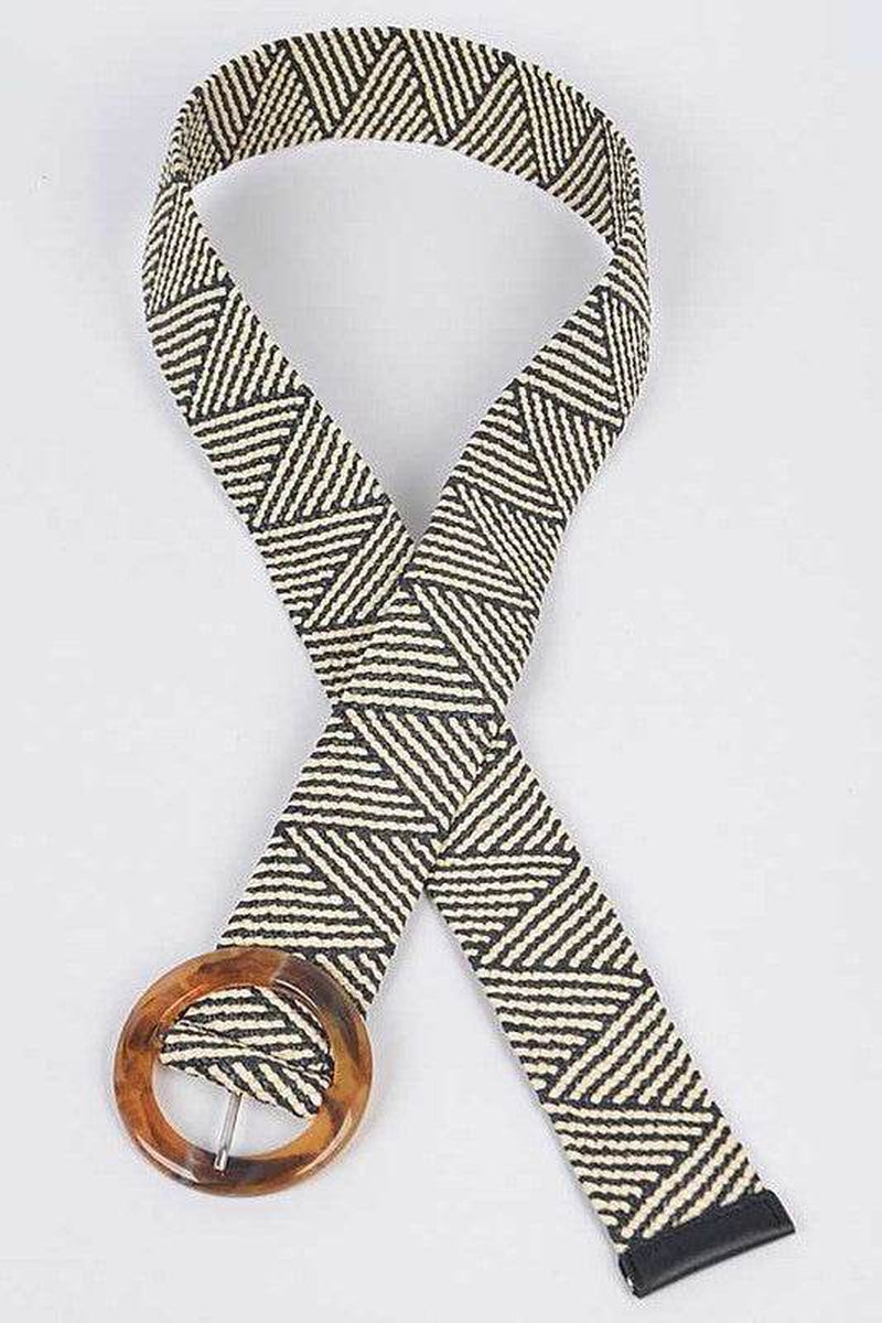 Stylish Resin Buckle Elastic Belt with Trendy Faux Straw Design for Every Outfit