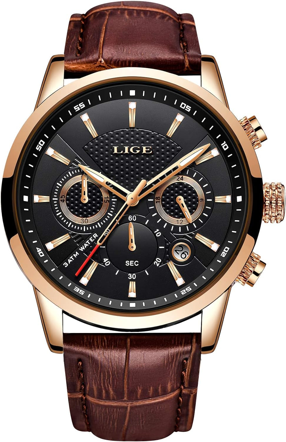 Elevate Your Style with the Ultimate Men's Fashion Quartz Chronograph Wrist Watch - Waterproof Leather Band & Date Function