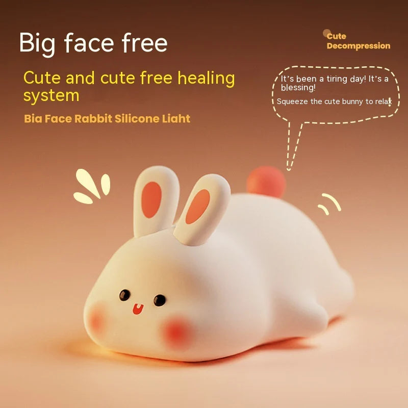 Enchanting LED Touch Sensor Rabbit Night Light - The Perfect Silicone Bedside Lamp for Kids, Holiday Gifting, and Cozy Home Decor
