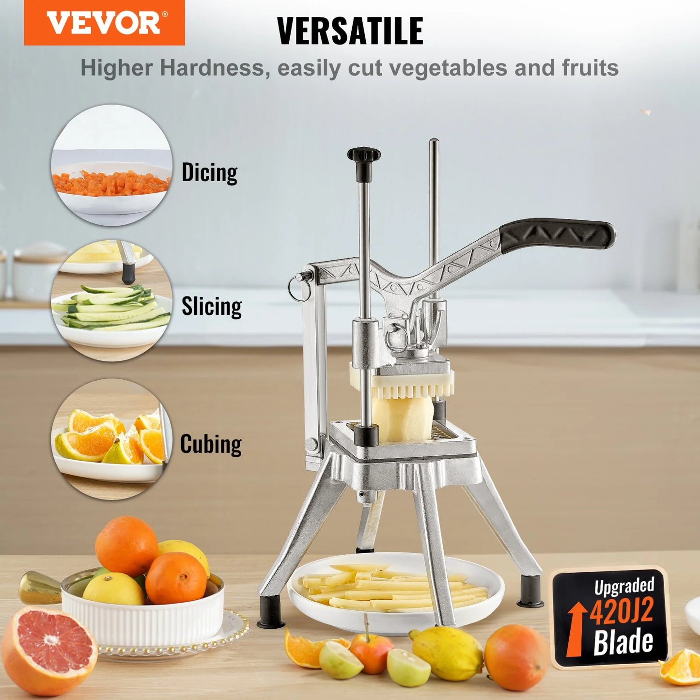 Premium Professional Vegetable and Fruit Chopper with 4 Precision Blades for Effortless Food Preparation