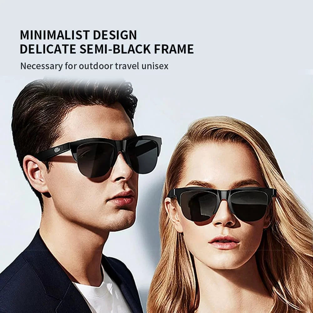 Revolutionary Smart Bluetooth Polarized Sunglasses with Integrated Speaker - UV Protection, Unisex Design in Sleek Black