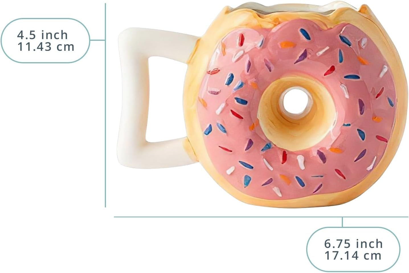 Delightful Pink Glazed Ceramic Donut Mug with Funny 'MMM... Donuts!' Quote - Perfect for Coffee Lovers - 14 Oz Capacity for Your Favorite Hot and Cold Drinks