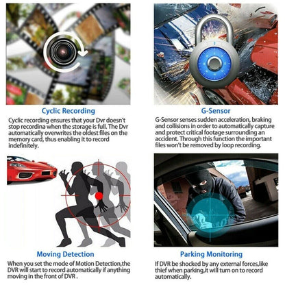1080P Dual Lens HD Car DVR Dash Cam with G-Sensor and Rearview Recording