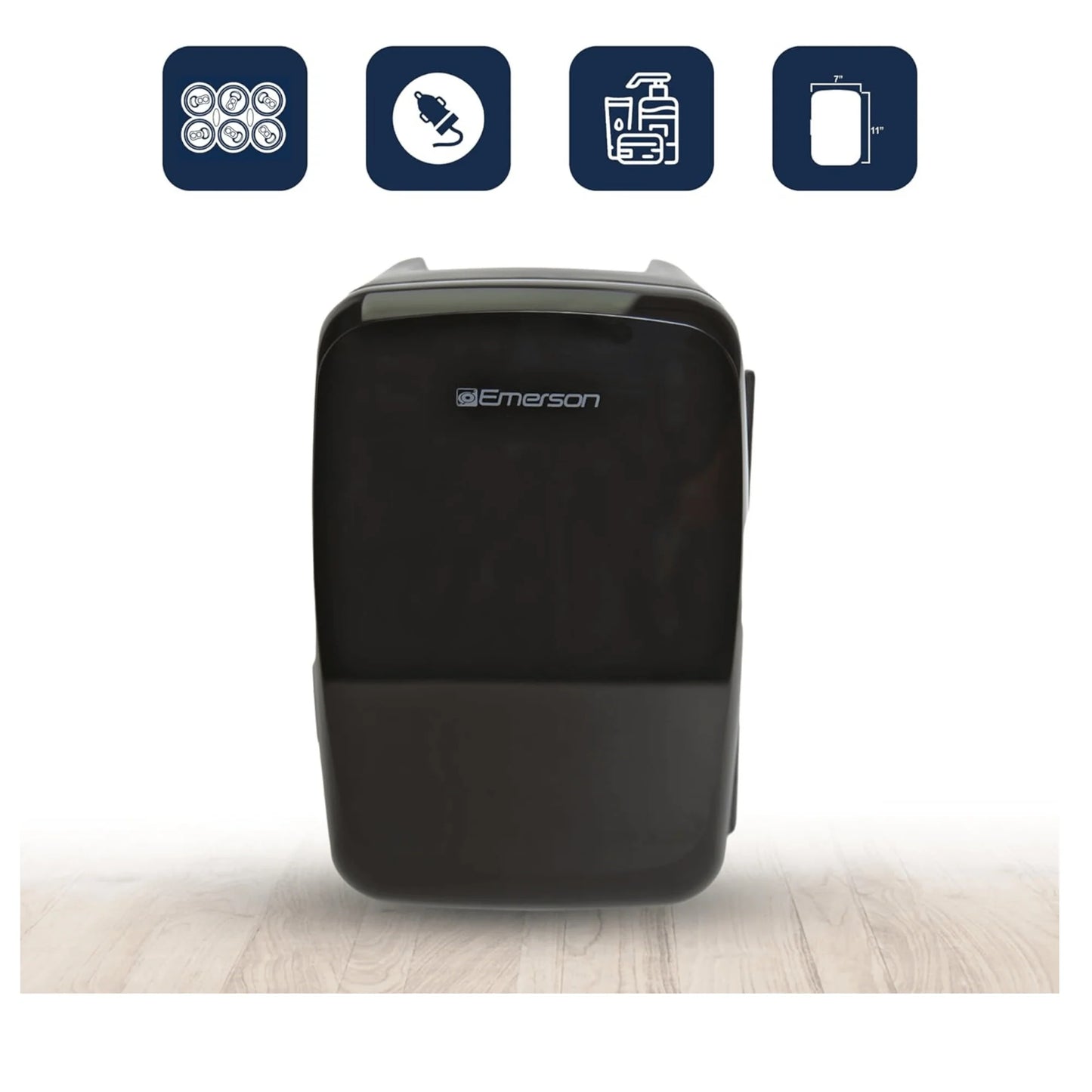 Emerson Compact Mini Fridge - Portable & Quiet with Secure Latch for 6 Cans - Perfect for Snacks & Beverages!