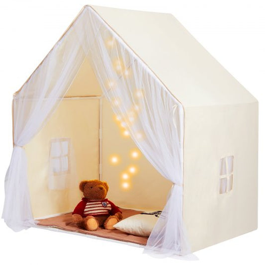 VEVOR Cozy Children's Play Tent - Ultimate Indoor & Outdoor Yurt for Ages 1-5 with Mat & Lamp, Stylish Beige Design