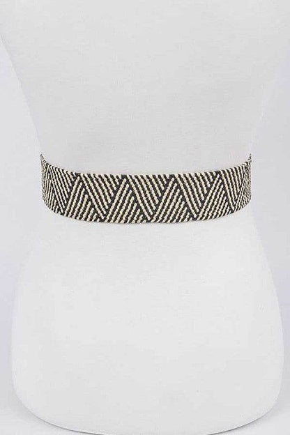 Stylish Resin Buckle Elastic Belt with Trendy Faux Straw Design for Every Outfit
