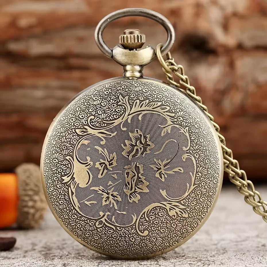 Charming Vintage Pocket Watch with Whimsical Glasses Design - Perfect Quartz Timepiece for a Playful Look