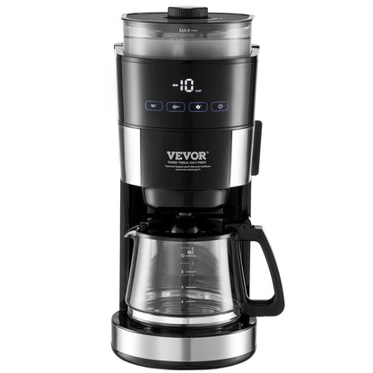 Experience Barista Quality at Home: VEVOR 10-Cup Drip Coffee Maker with Customizable Brew Strength