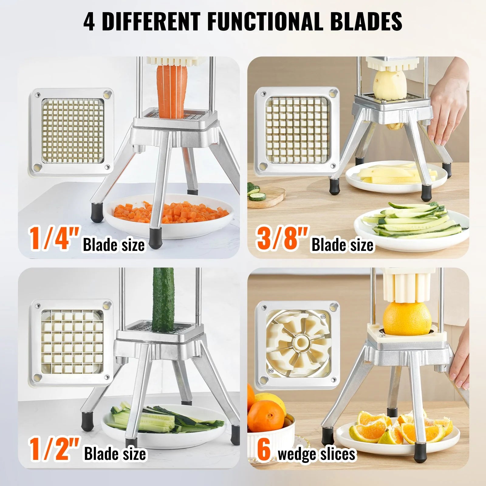 Premium Professional Vegetable and Fruit Chopper with 4 Precision Blades for Effortless Food Preparation