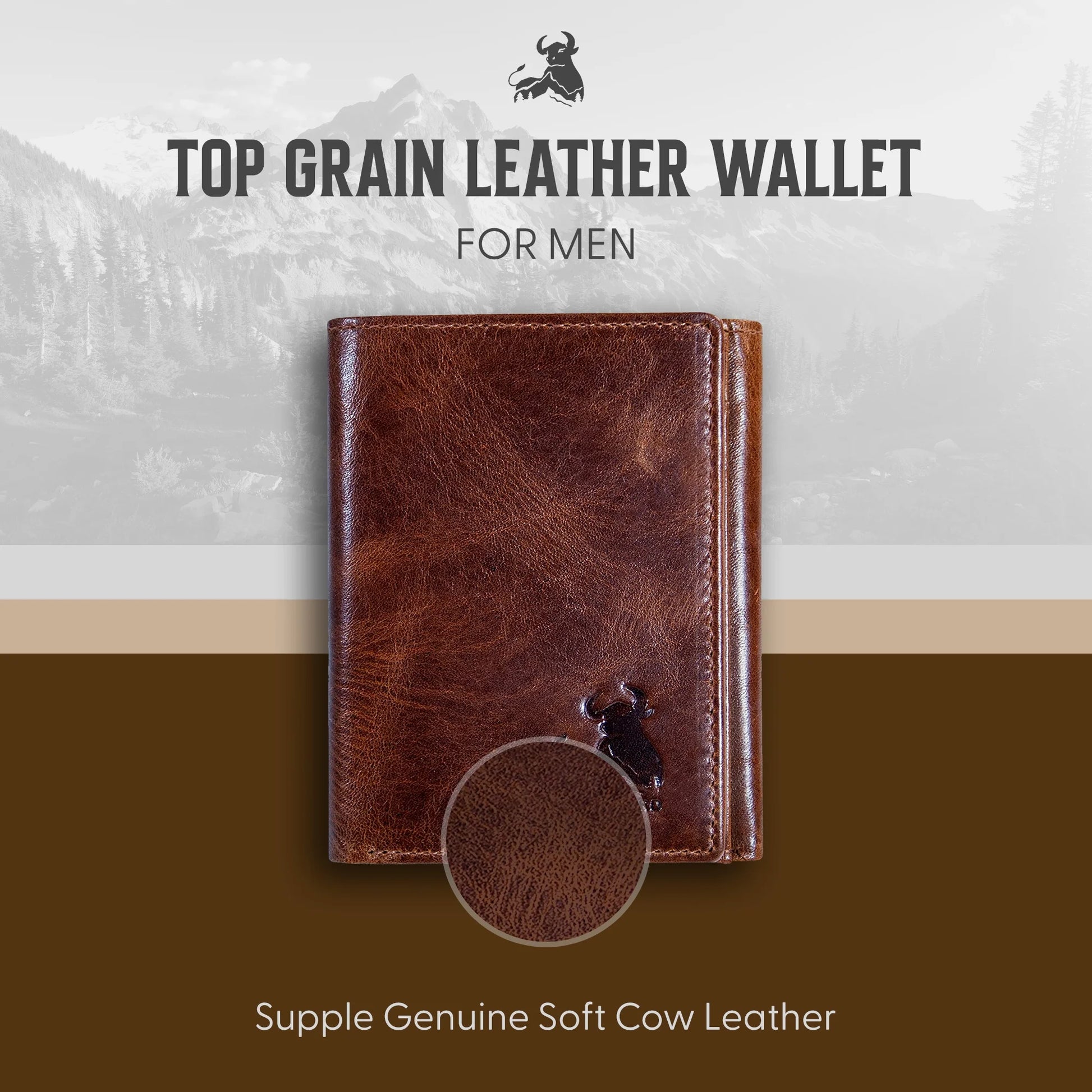 Elevate Your Style with the Best Leather Men’s RFID Trifold Wallet in Forest Brown – Secure, Stylish, and Adventure-Ready!