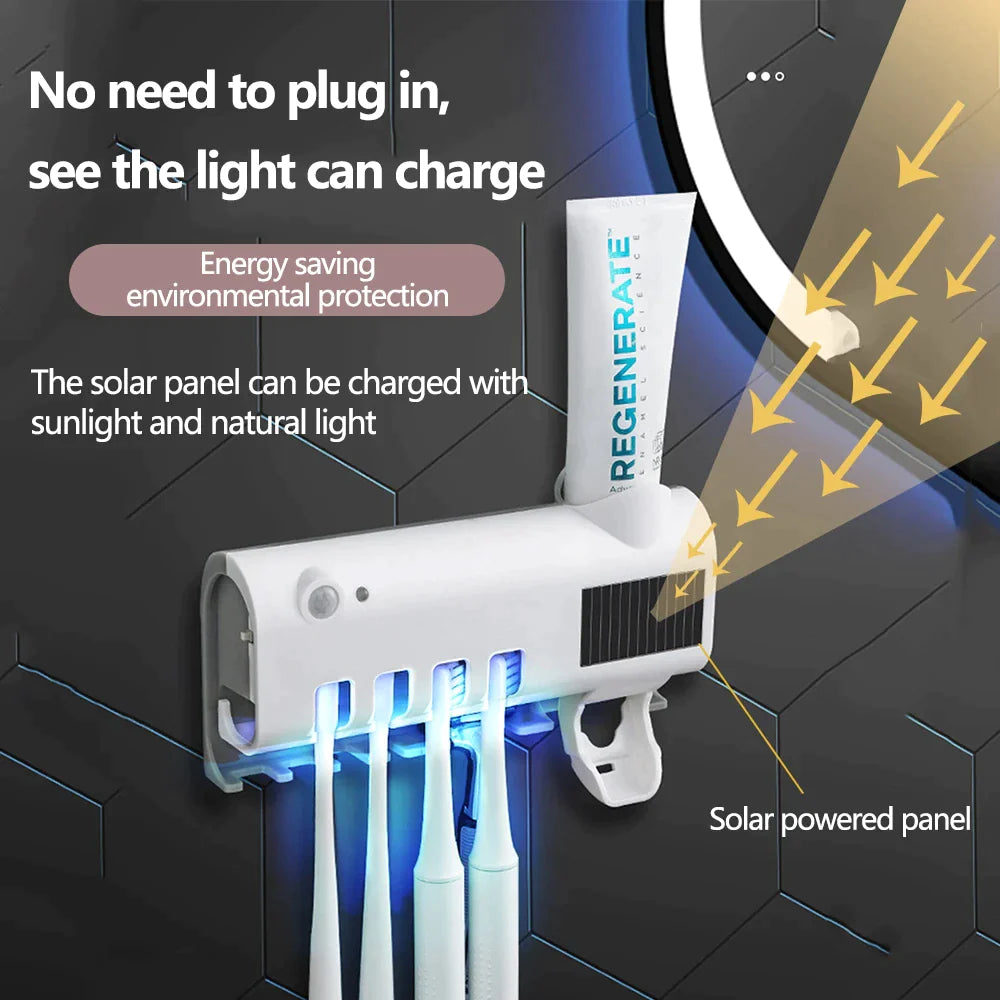 UV Light Toothbrush Sanitizer and Automatic Toothpaste Dispenser