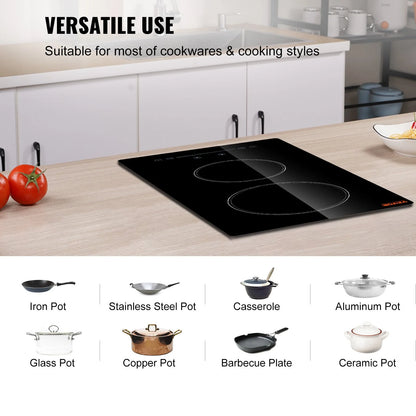 Experience Effortless Cooking with the VEVOR 20" Electric Built-in Cooktop – 2 Powerful Burners, Touch Control, and Safety Features for the Modern Kitchen