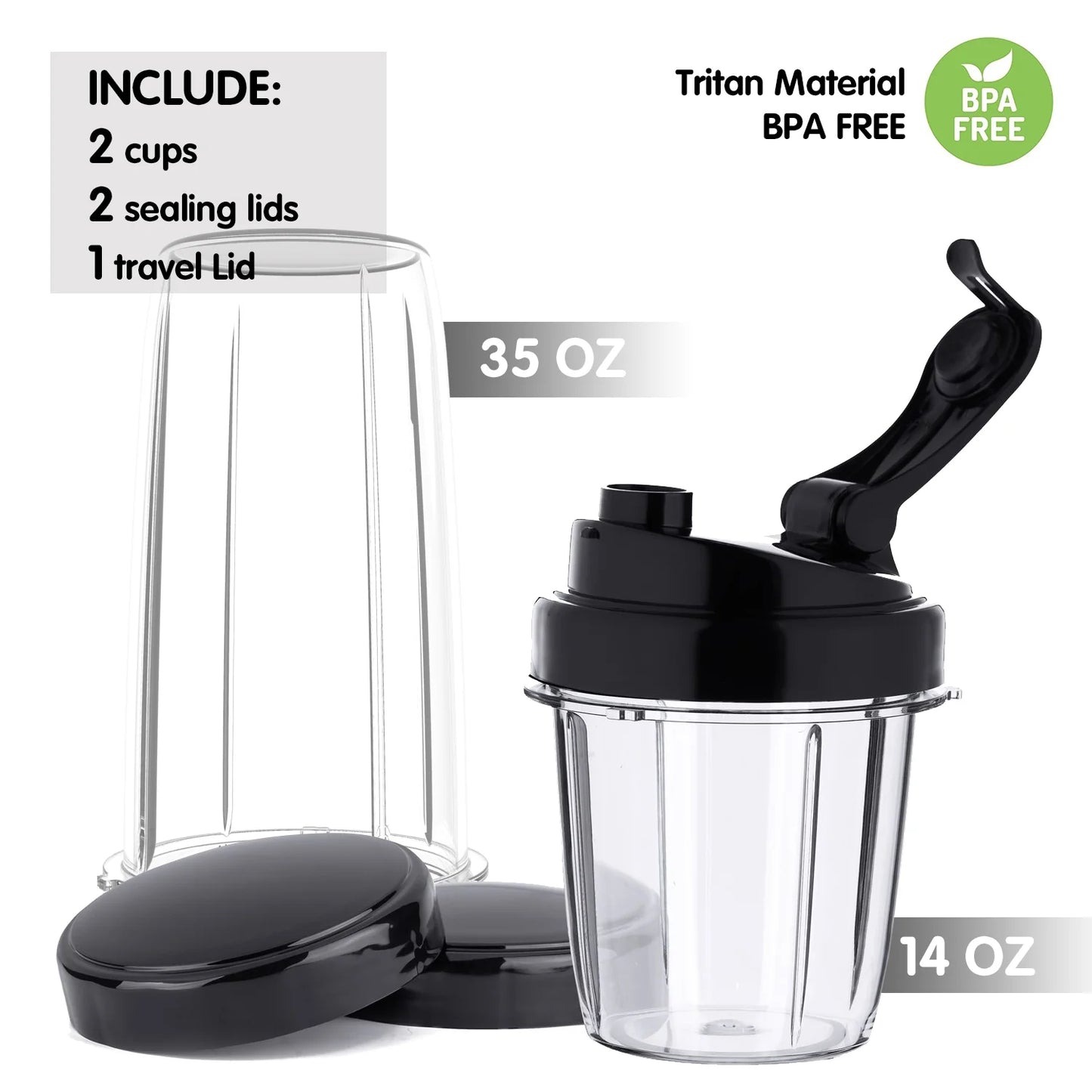 Unleash Your Kitchen Creativity with the Hilax Personal Portable Blender - Perfect for Shakes, Smoothies & Food Prep - Includes 35 Oz & 14 Oz BPA-Free Bottles, 1200W Power!