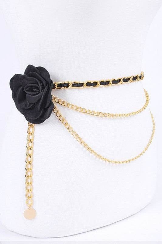 Elevate Your Style with Our Plus Size Satin Floral Iconic Chain Belt - Adjustable and Chic!