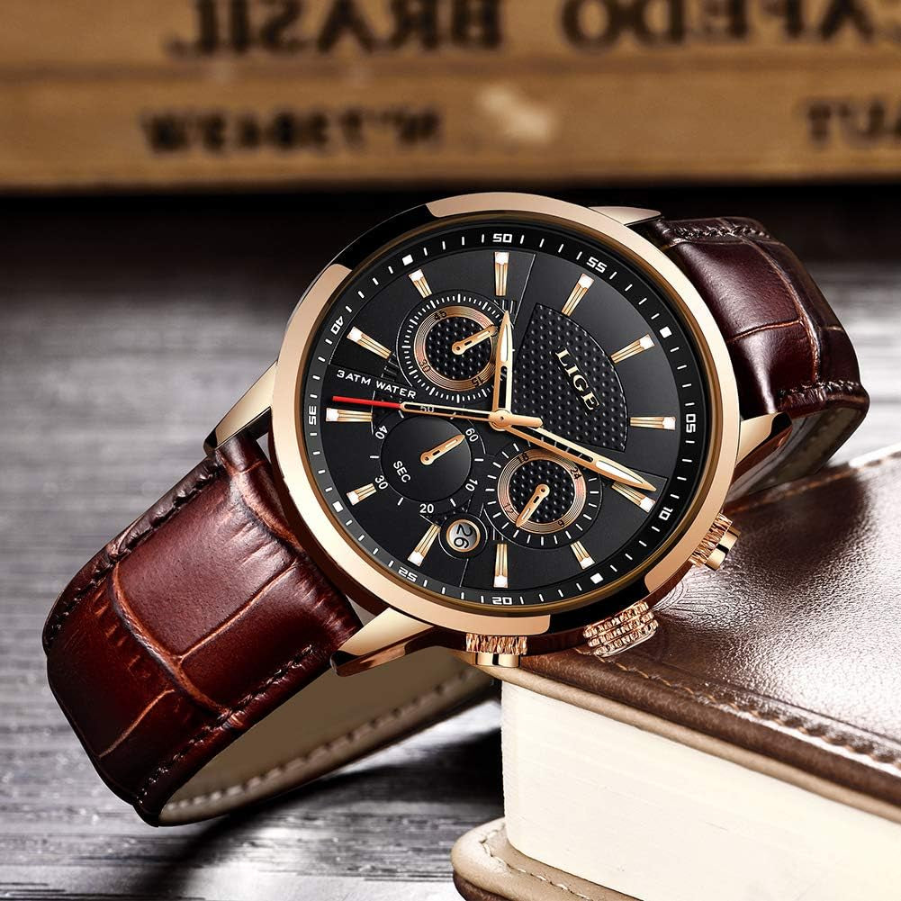 Elevate Your Style with the Ultimate Men's Fashion Quartz Chronograph Wrist Watch - Waterproof Leather Band & Date Function