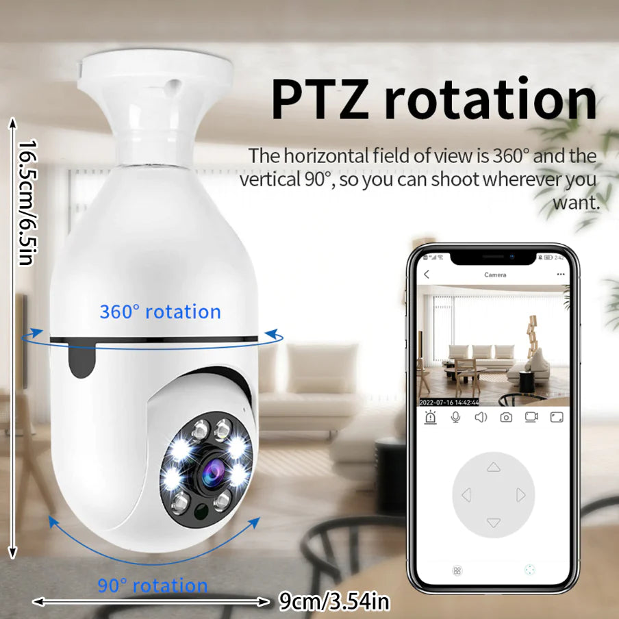 360° 1080P Wi-Fi IP E27 Light Bulb Camera with Infrared Night Vision for Smart Home Security
