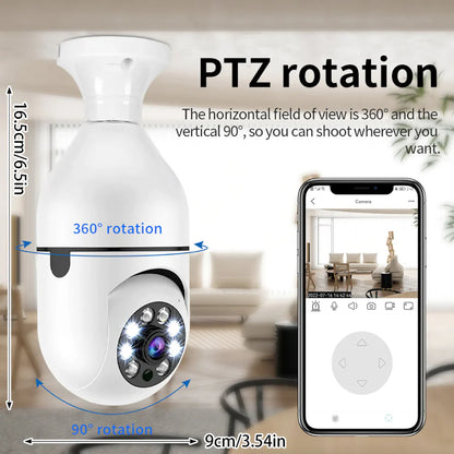 360° 1080P Wi-Fi IP E27 Light Bulb Camera with Infrared Night Vision for Smart Home Security