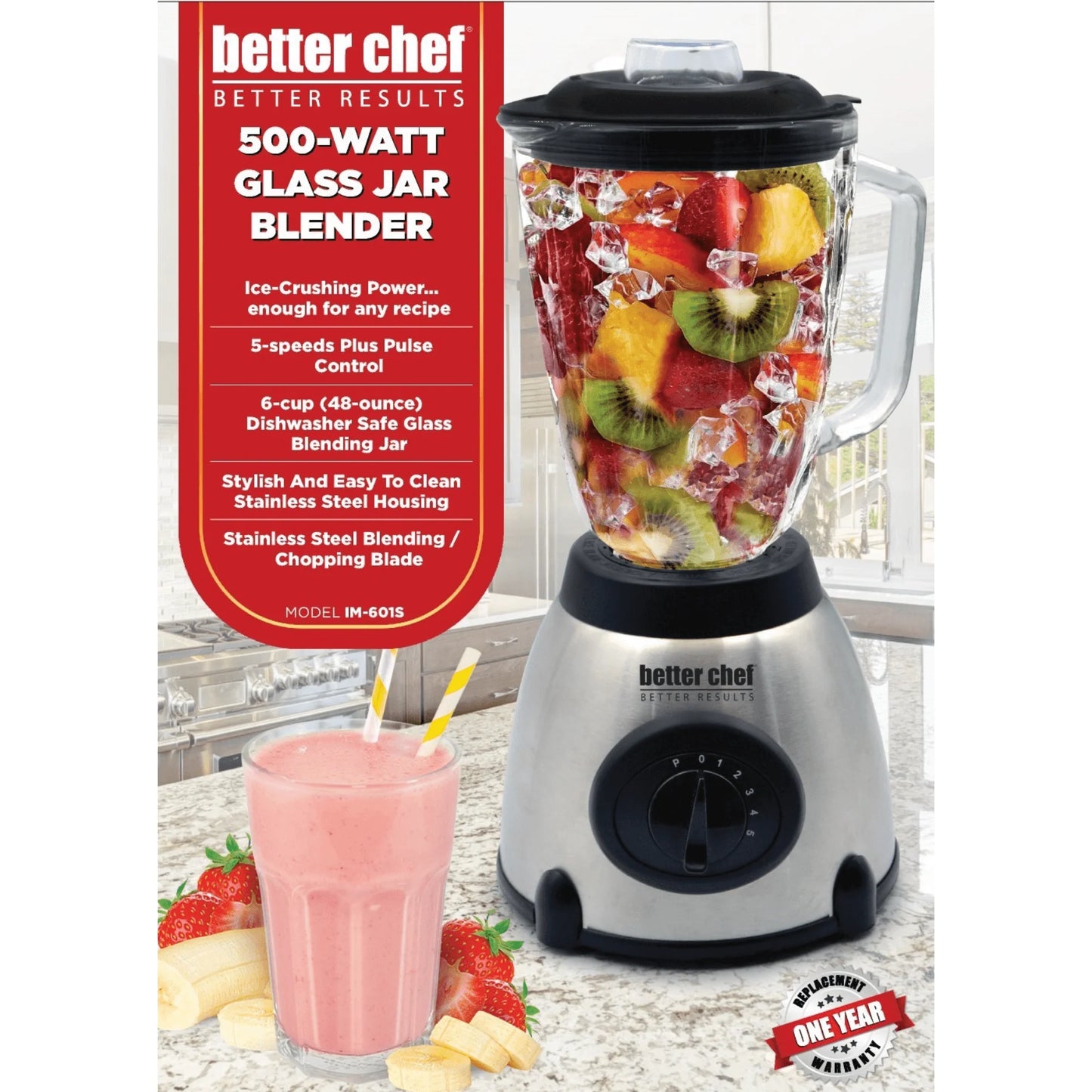 Introducing the Better Chef 500W 5-Speed Blender: Power Meets Style for Your Kitchen!