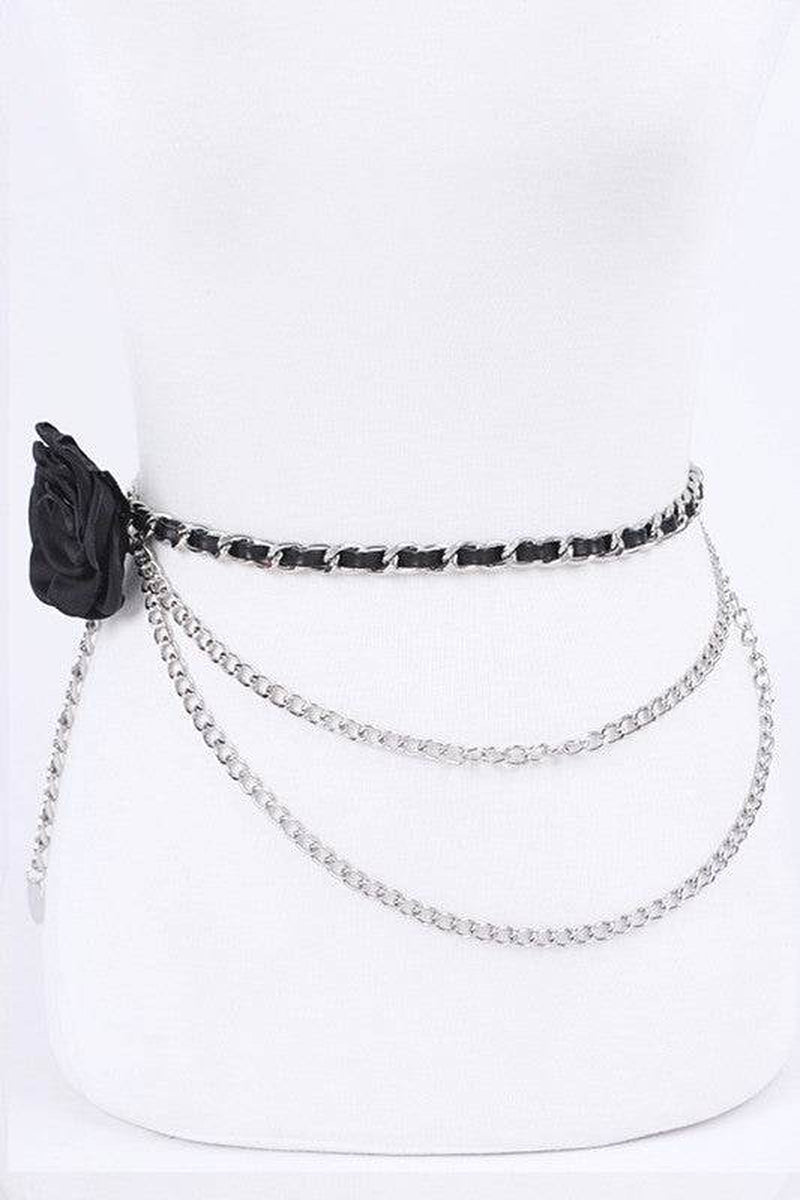 Elevate Your Style with Our Plus Size Satin Floral Iconic Chain Belt - Adjustable and Chic!
