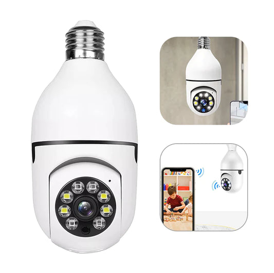 360° 1080P Wi-Fi IP E27 Light Bulb Camera with Infrared Night Vision for Smart Home Security