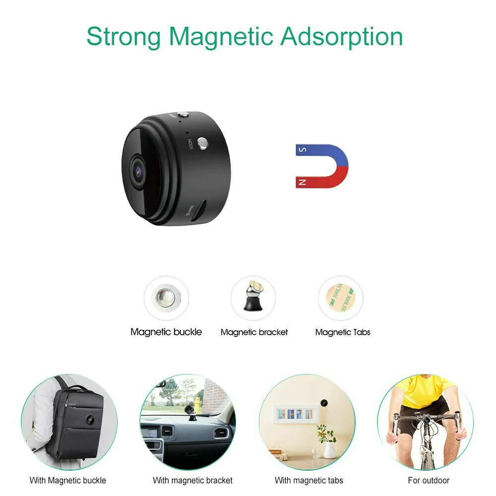 Mini Wireless Hidden Camera with WiFi IP, Home Security DVR, Night Vision, HD 1080P, USB