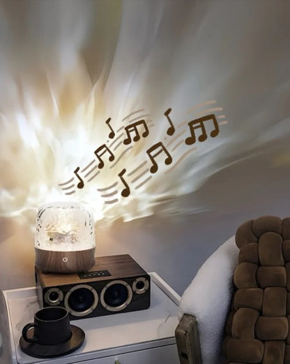 Ambient Light Theatre: All-in-One Ripple Sunset Aurora Projector with Stereo Speakers