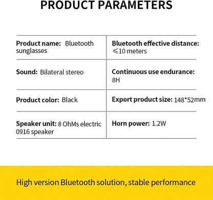 Revolutionary Smart Bluetooth Polarized Sunglasses with Integrated Speaker - UV Protection, Unisex Design in Sleek Black