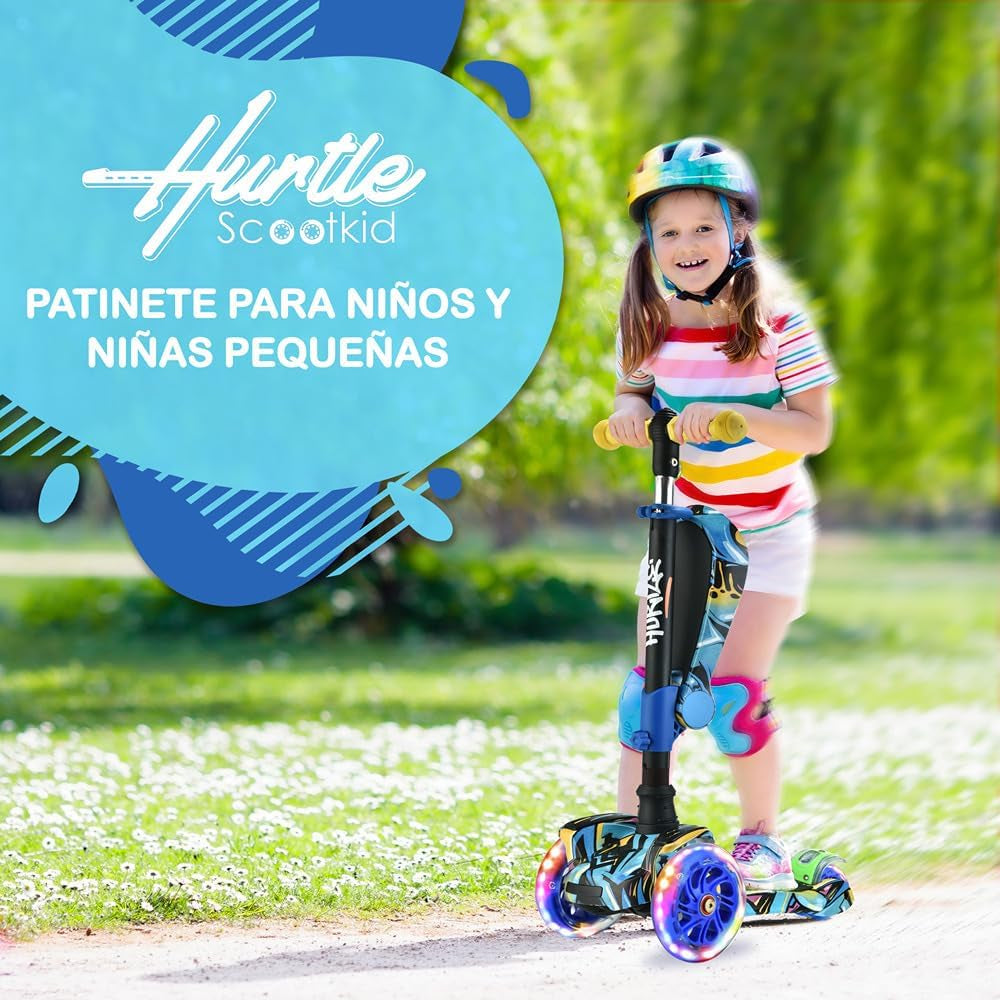 Exciting 3-Wheel Scooter with LED Lights - Adjustable Lean-To-Steer Handlebar and Foldable Seat for Fun Riding Experience - Perfect for Kids Ages 1-14!
