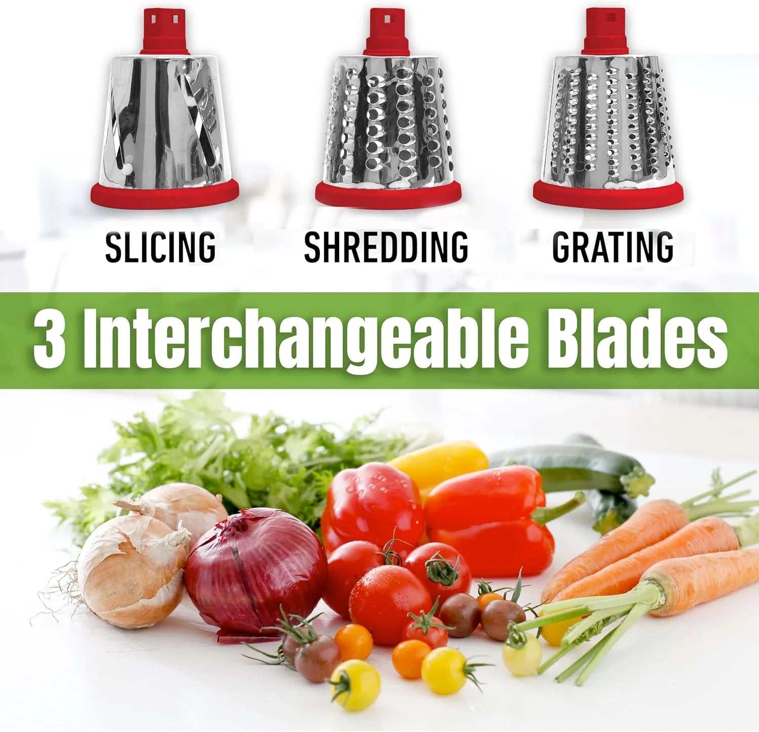 Revolutionize Your Cooking with the Stainless Steel Rotary Cheese Grater - Hand Crank, 3 Blades, Perfect Vegetable Slicer with Suction Base