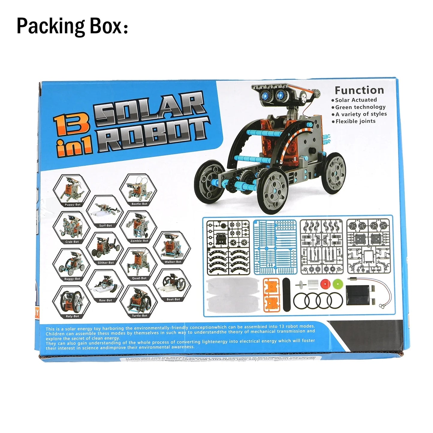 Build and Explore with the 13-in-1 Solar-Powered Robot Science Kit - A Fun and Educational DIY Toy for Young Innovators!
