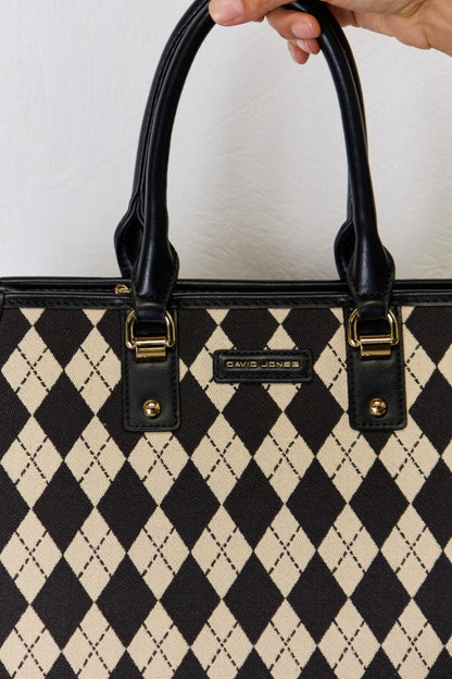 Elevate Your Everyday Look with the David Jones Stylish Argyle Pattern Faux Leather Handbag