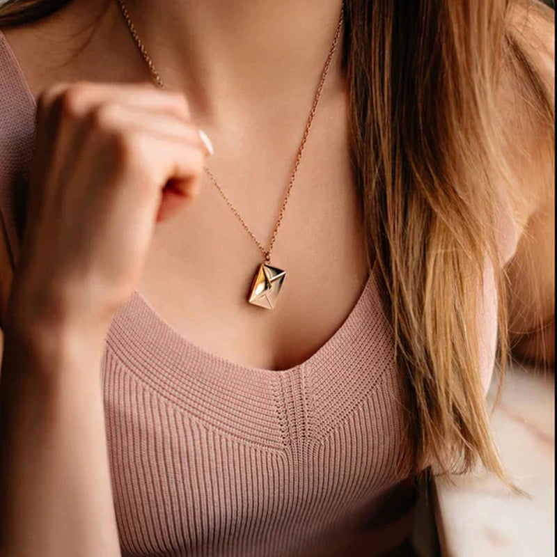 Capture Her Heart with the Elegant Envelope Necklace - Perfect Mother's Day Gift 2024!