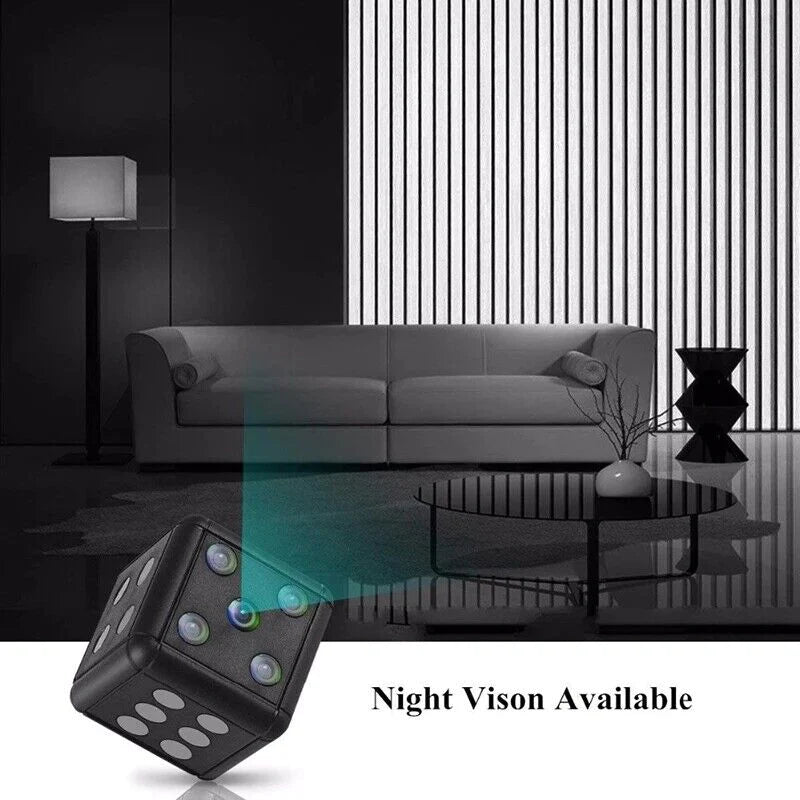 Compact HD 1080P Mini Dice Camera with Night Vision and Motion Detection for Home Security