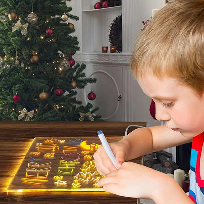 LED Colorful Erasable Note Board for Children - Luminous Dry Erase Drawing and Message Board with Stand