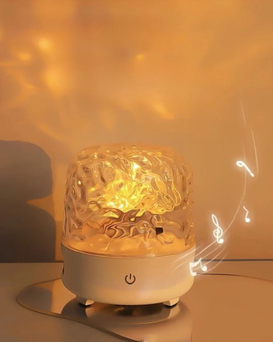 Ambient Light Theatre: All-in-One Ripple Sunset Aurora Projector with Stereo Speakers