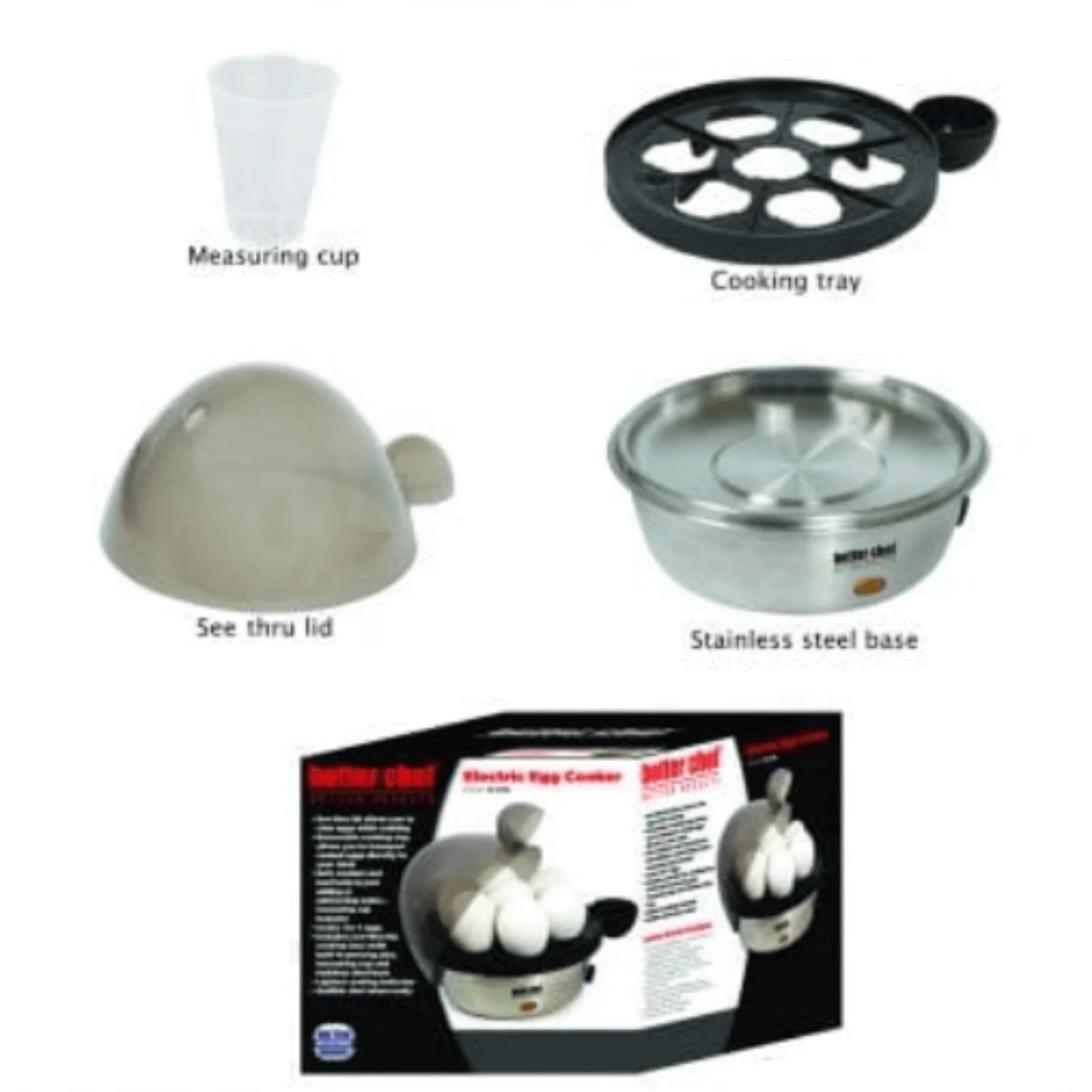 Effortlessly Prepare Perfectly Boiled Eggs with the Better Chef 7-Egg Stainless Steel Electric Egg Cooker - Non-Refundable