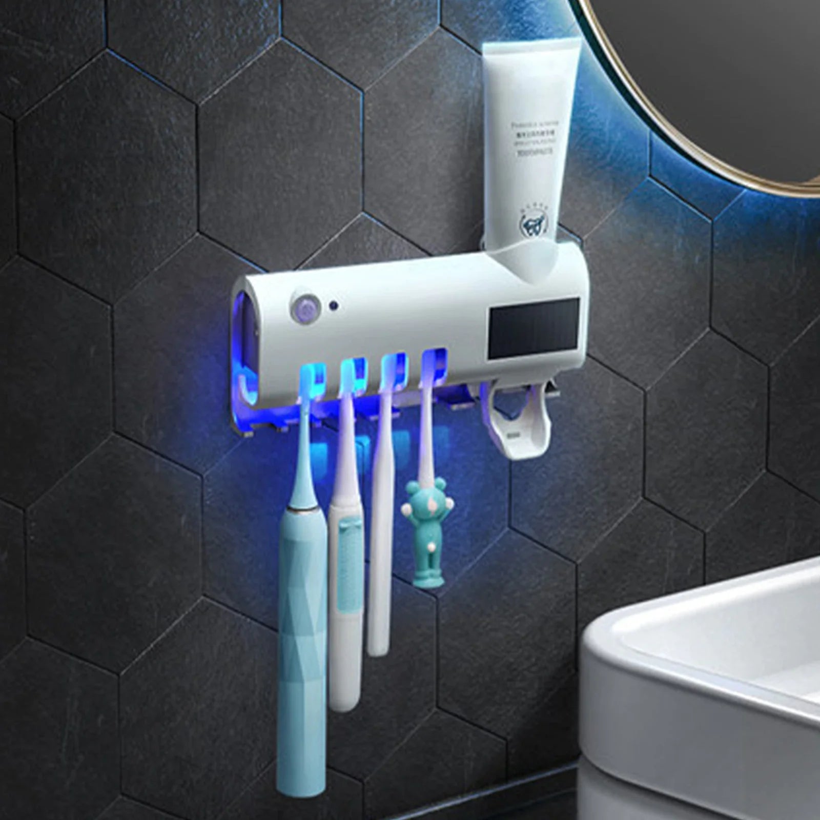 UV Light Toothbrush Sanitizer and Automatic Toothpaste Dispenser