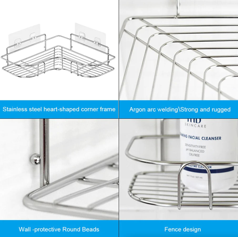 Triangular Shower Caddy Shelf - Corner Bathroom Storage Organizer