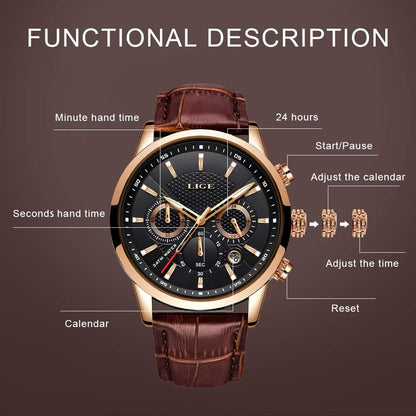 Elevate Your Style with the Ultimate Men's Fashion Quartz Chronograph Wrist Watch - Waterproof Leather Band & Date Function