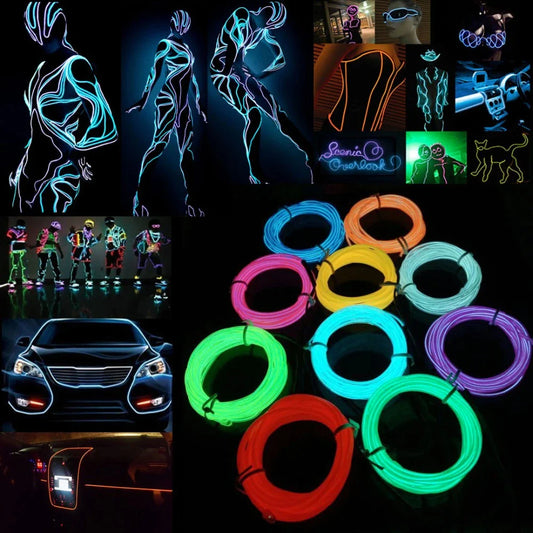 Neon LED EL Wire String Lights with Controller for Car and Party Decoration