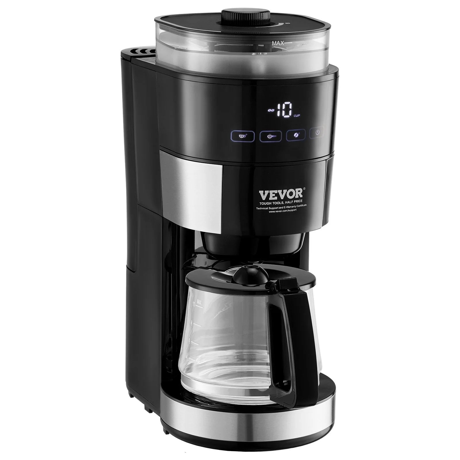Experience Barista Quality at Home: VEVOR 10-Cup Drip Coffee Maker with Customizable Brew Strength