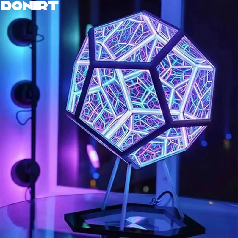 Illuminate Your Space with the 3D Cube Dodecahedron Nightlight - Colorful USB Art Light Perfect for Girls' Birthdays and Christmas Gifts