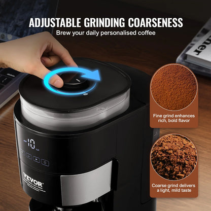 Experience Barista Quality at Home: VEVOR 10-Cup Drip Coffee Maker with Customizable Brew Strength