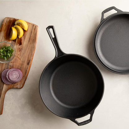 Experience Culinary Excellence with Our 3 Quart Pre-Seasoned Cast Iron Dutch Oven and Skillet Bundle - The Essential Cookware for Every Home Chef!