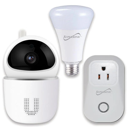 Elevate Your Home with the Supersonic 3-Piece Smart Home Starter Kit: HD Camera, Smart Plug & Smart Bulb for Ultimate Control